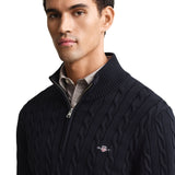 GANT Men Knit Sweater - COTTON CABLE HALF ZIP, Cable Knit, Half-Zip Sweater, Cotton – 5/6
