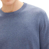 TOM TAILOR Men’s Knit Sweater - Basic Crewneck Knit, Fine Knit, Cotton, Regular Fit – 5/6