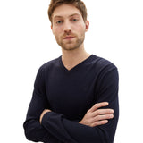 TOM TAILOR Herren Strickpullover - Basic V-Neck Knit, Feinstrick, Baumwolle, Regular Fit – 4/7