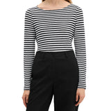 Marc O'Polo Damen Langarmshirt - Slub-Jersey T-Shirt Longsleeve, Regular Fit, Baumwolle, gestreift – 2/5