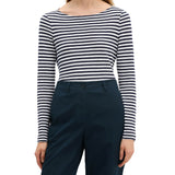 Marc O'Polo Damen Langarmshirt - Slub-Jersey T-Shirt Longsleeve, Regular Fit, Baumwolle, gestreift – 2/5