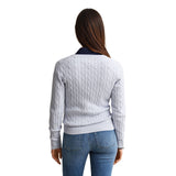 GANT Damen Cable-Strickpullover - STRETCH COTTON CABLE V-NECK, Zopfstrick – 6/8