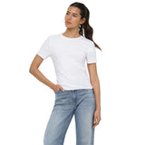 ONLY Damen T-Shirt - ONLRILEY TOP, Rundhals, Baumwollmischung, Slim Fit, einfarbig – 5/7