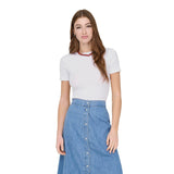 ONLY Damen T-Shirt - ONLJUNE TEE, Materialmix, Slim Fit, einfarbig – 7/7