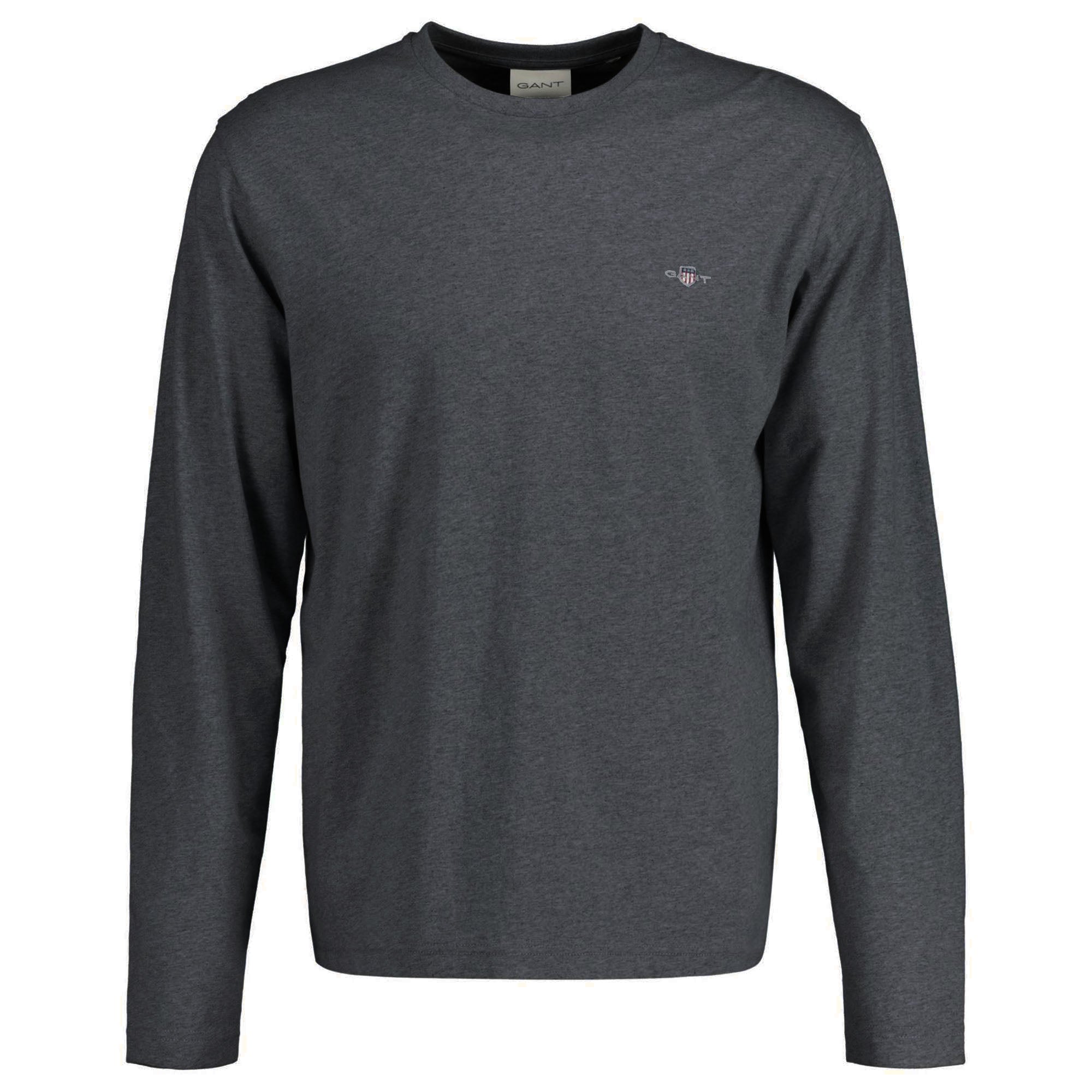 GANT Herren Longsleeve - REGULAR SHIELD LS, Shirt, Rundhals, Langarm, Baumwolle