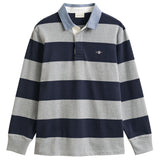 GANT Herren Rugger Poloshirt - CHAMBRAY STRIPE HEAVY RUGGER, gestreift, Polokragen, Baumwolle