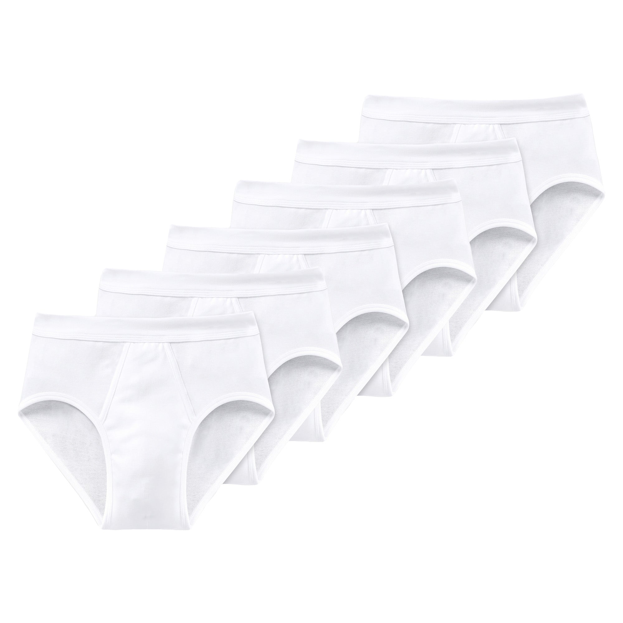 SCHIESSER Men's Breifs Pack of 6 - Fine Rib, Sports Brief, Cotton Essentials, white