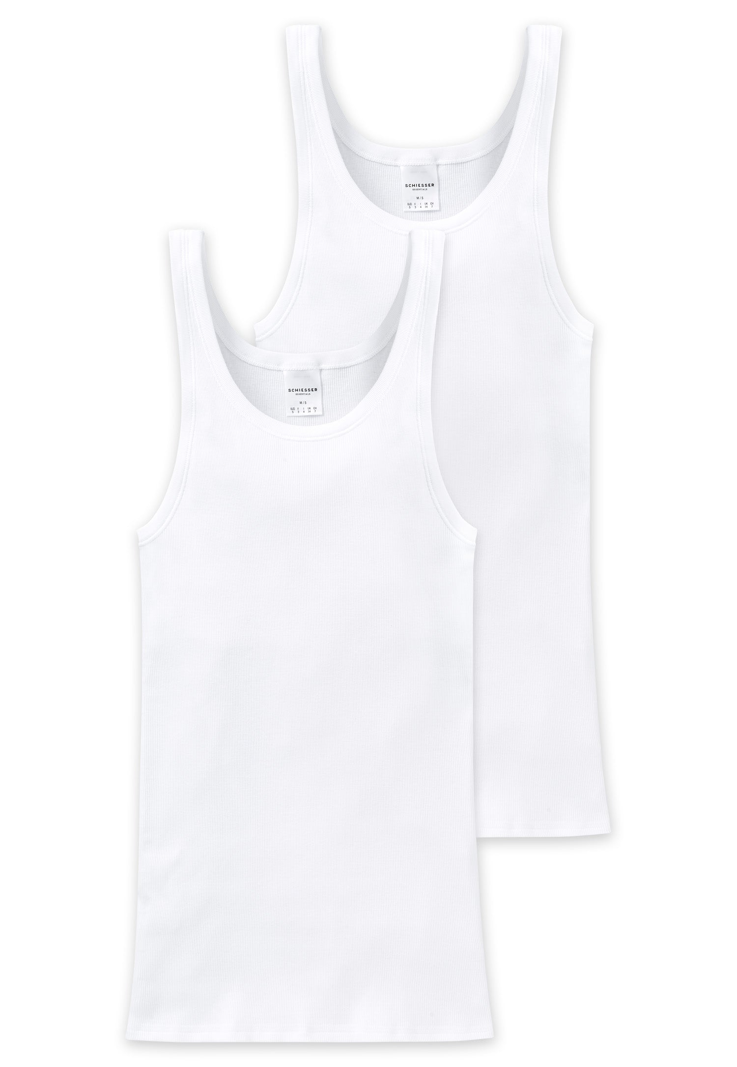 SCHIESSER Herren Unterhemd 2er Pack - ärmellos, Cotton Essentials, Doppelripp