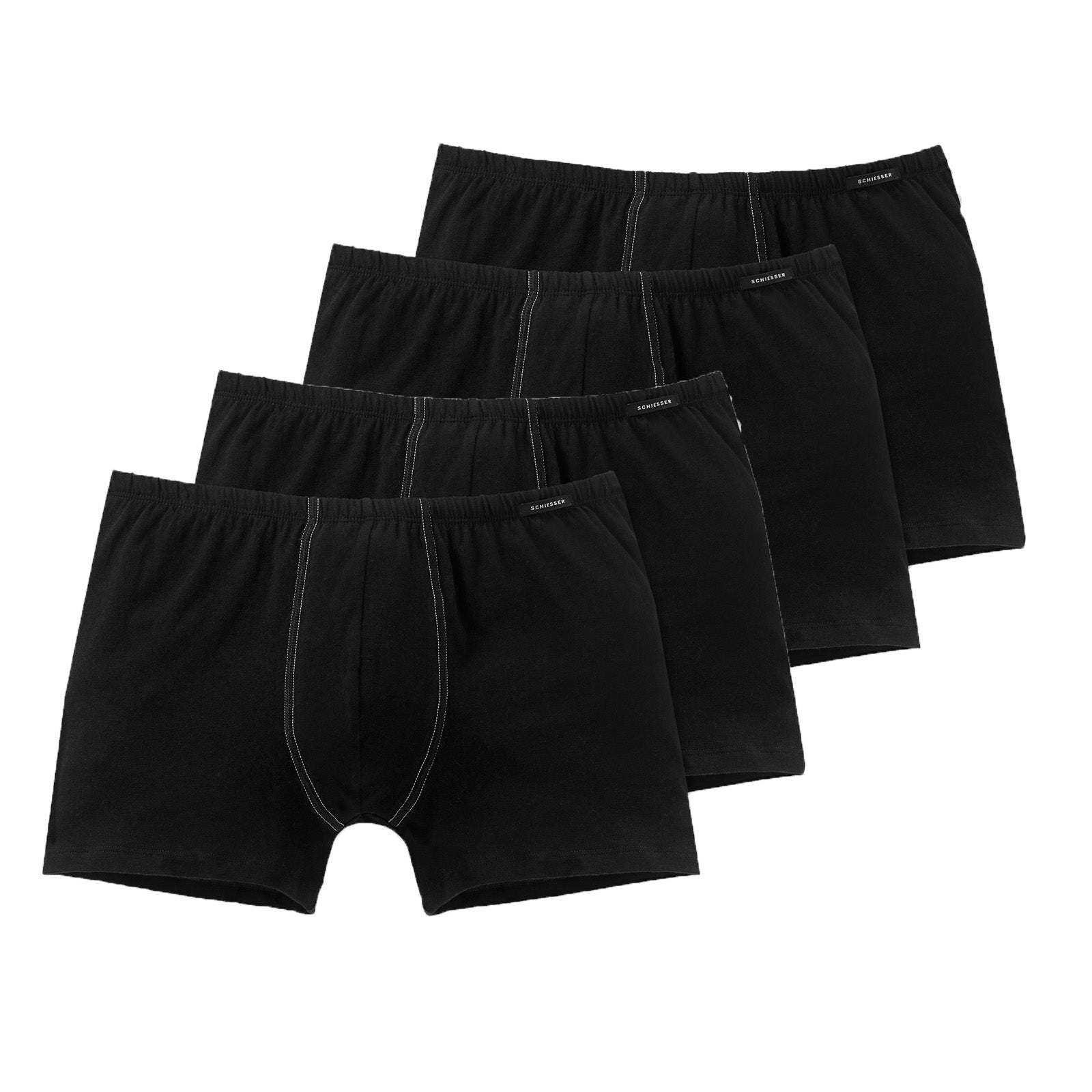 Schiesser Cotton Essential Herren Shorts - 205222 - 4er Spar-Pack (4 X Schwarz)