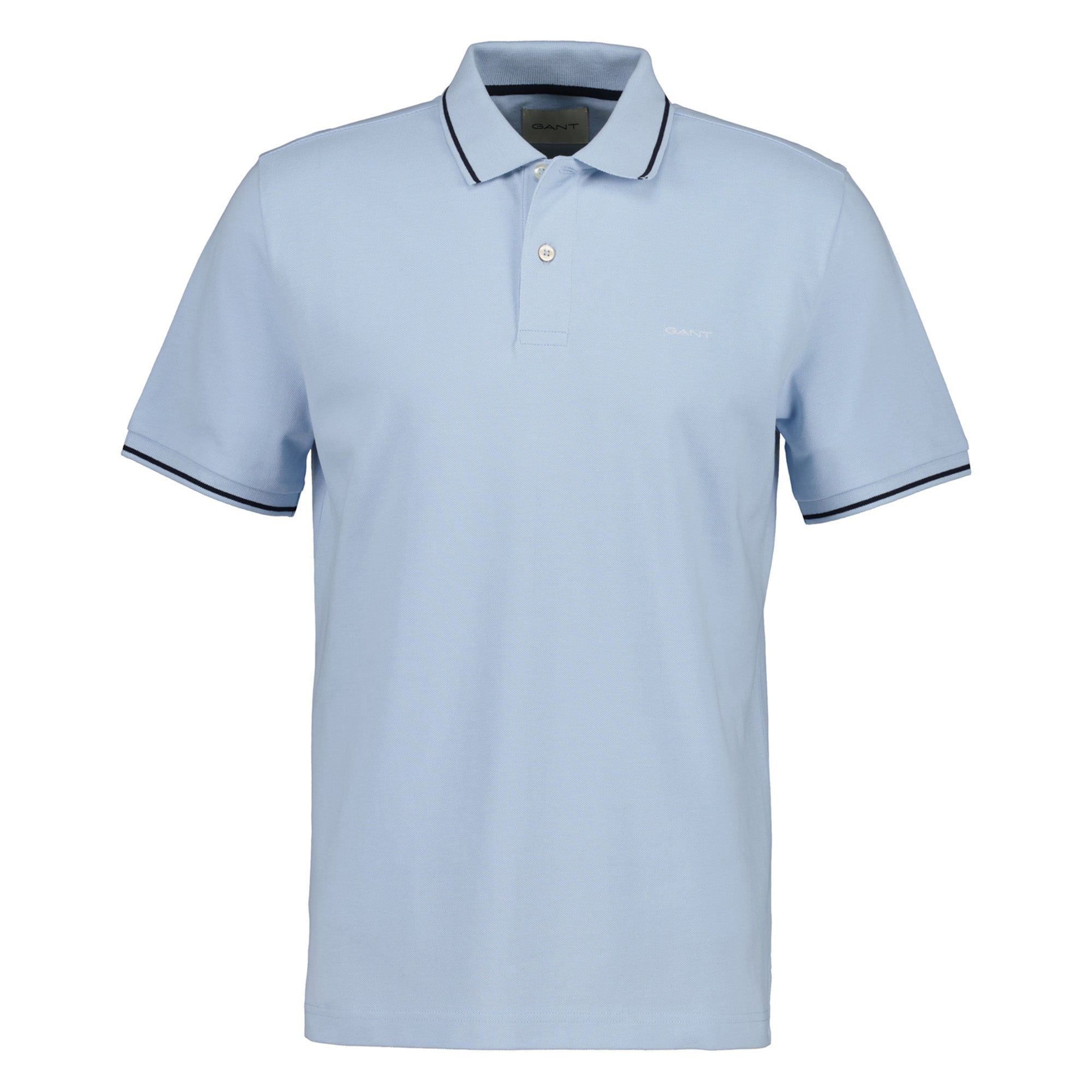 GANT men's polo shirt - TIPPING PIQUE RUGGER, short sleeves, button placket, logo, plain