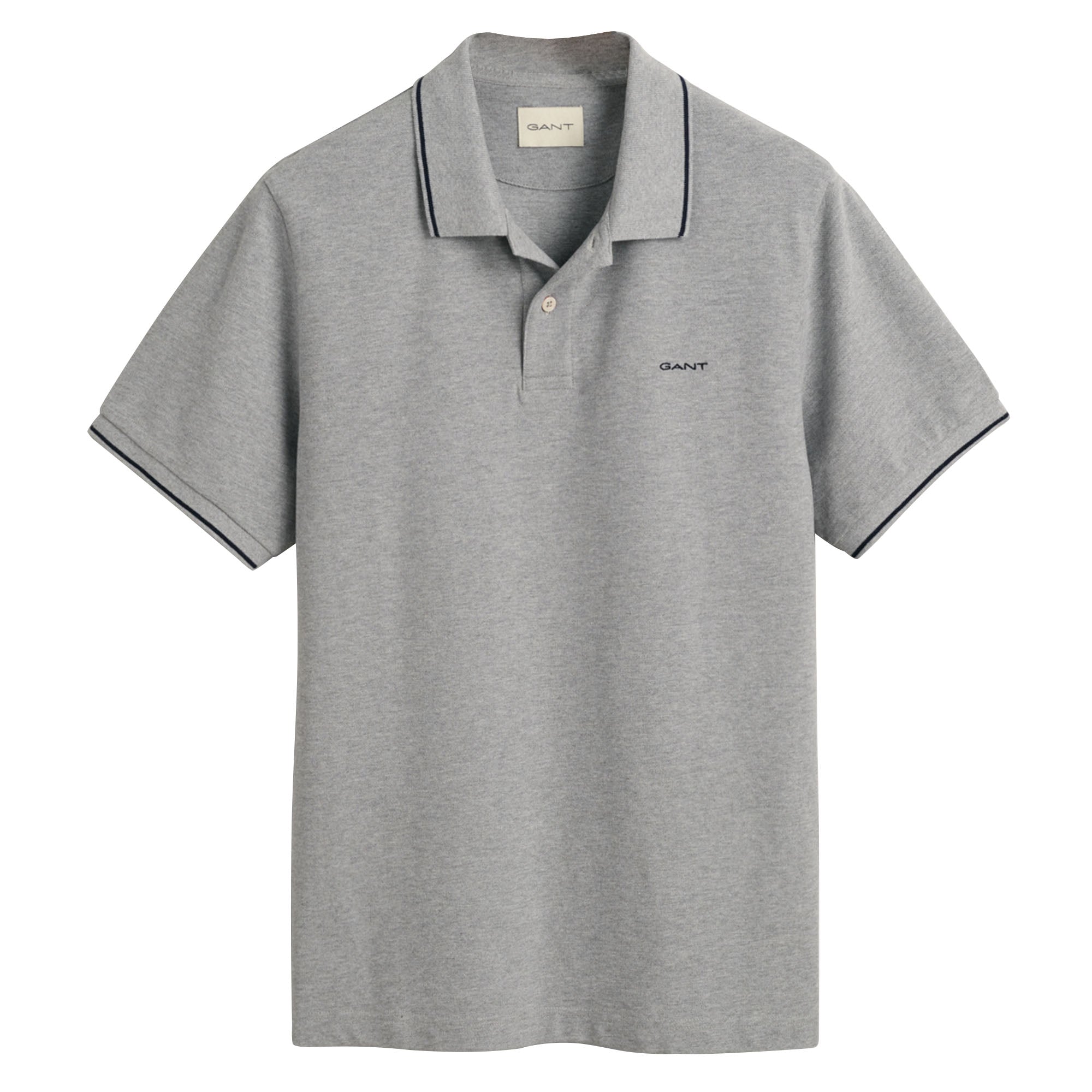 GANT Herren Poloshirt - TIPPING PIQUE RUGGER, Kurzarm, Knopfleiste, Logo, uni