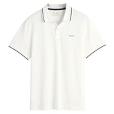 GANT men's polo shirt - TIPPING PIQUE RUGGER, short sleeves, button placket, logo, plain