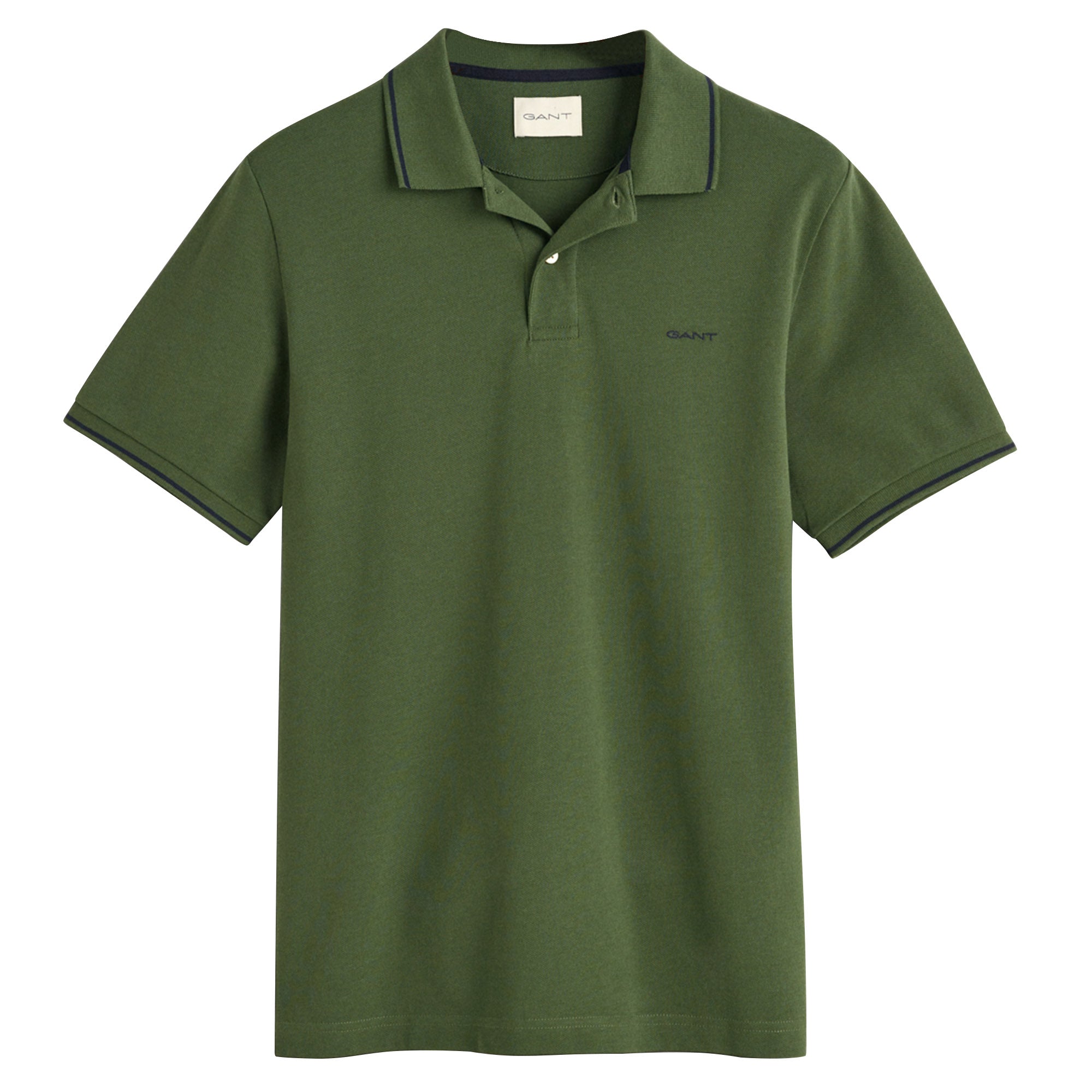 GANT Herren Poloshirt - TIPPING PIQUE RUGGER, Kurzarm, Knopfleiste, Logo, uni