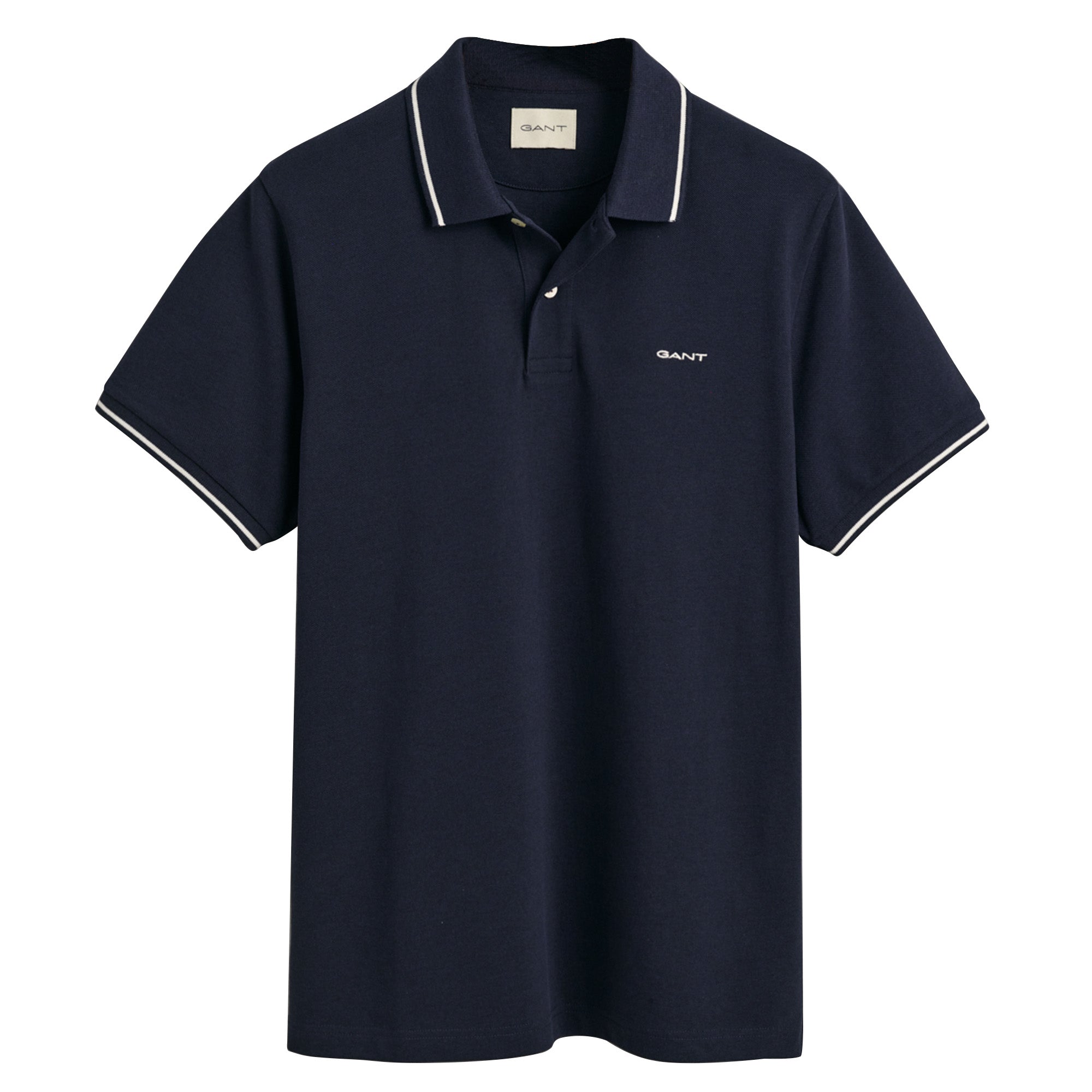 GANT Herren Poloshirt - TIPPING PIQUE RUGGER, Kurzarm, Knopfleiste, Logo, uni