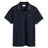 GANT Herren Poloshirt - TIPPING PIQUE RUGGER, Kurzarm, Knopfleiste, Logo, uni