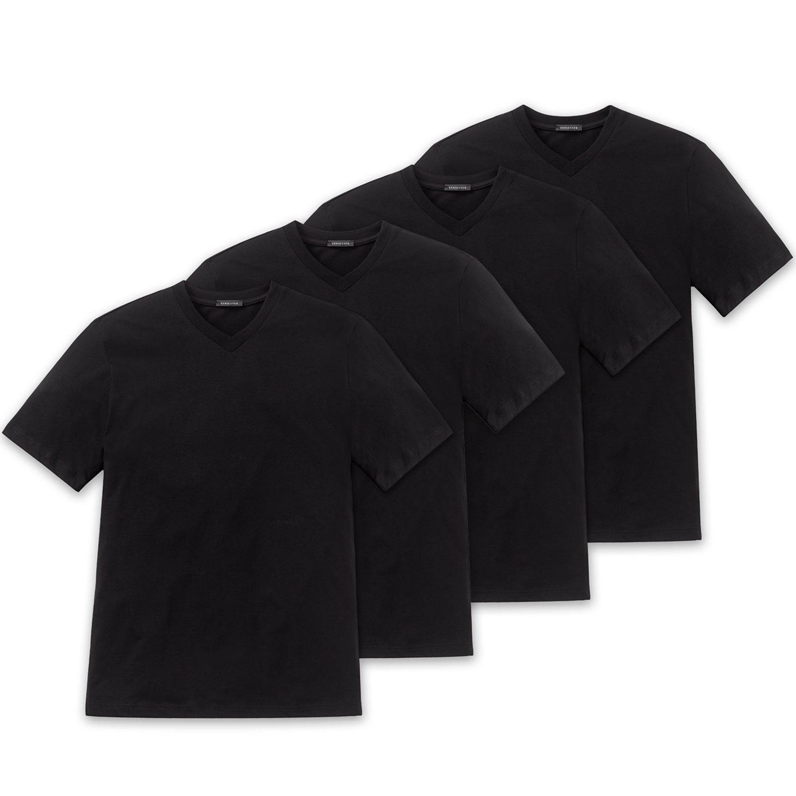 SCHIESSER Herren American T-Shirt 4er Pack - 1/2 Arm, Unterhemd, V-Ausschnitt