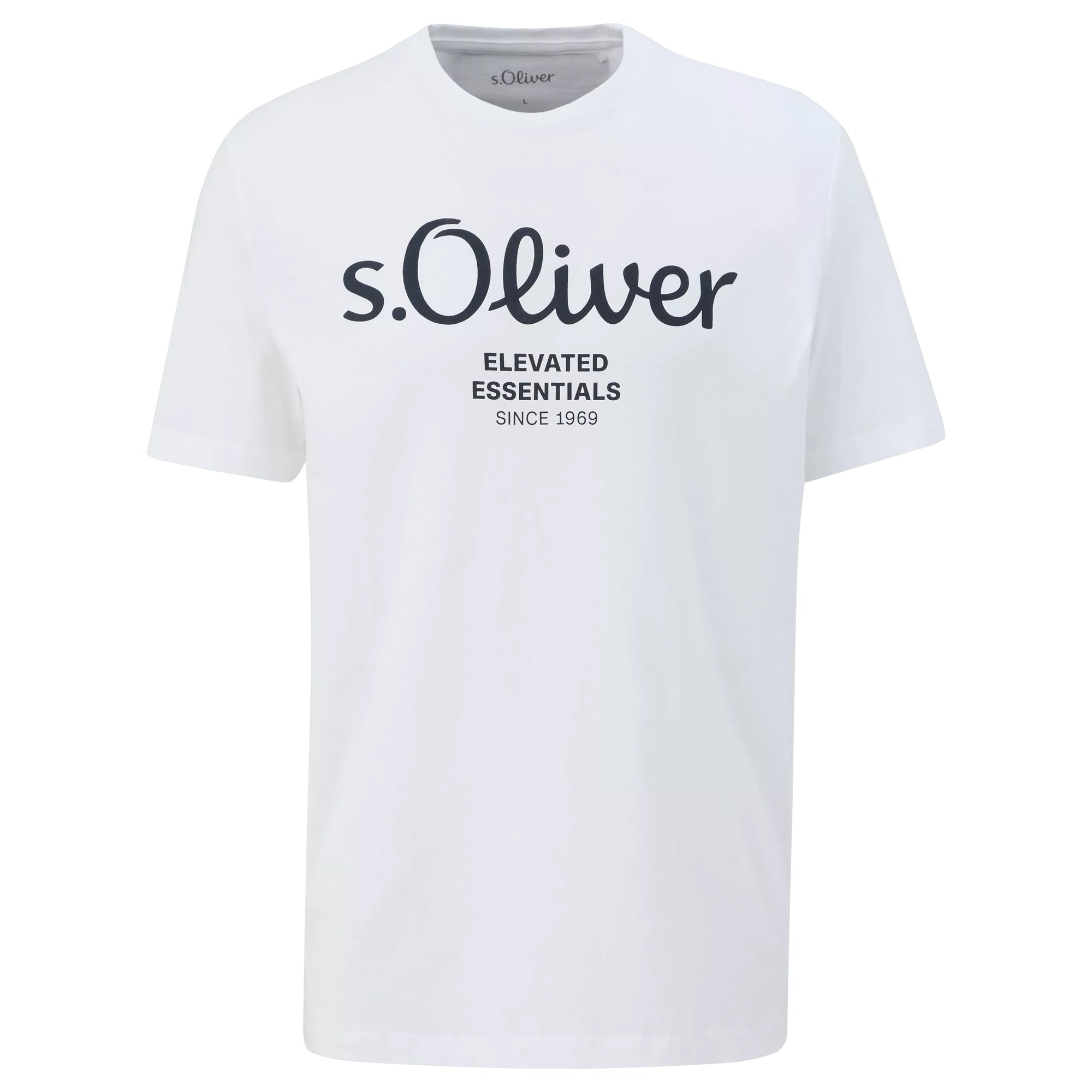 s.Oliver Herren T-Shirt - Basic, Logoprint, Rundhals, Baumwolle