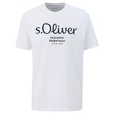 s.Oliver Herren T-Shirt - Basic, Logoprint, Rundhals, Baumwolle