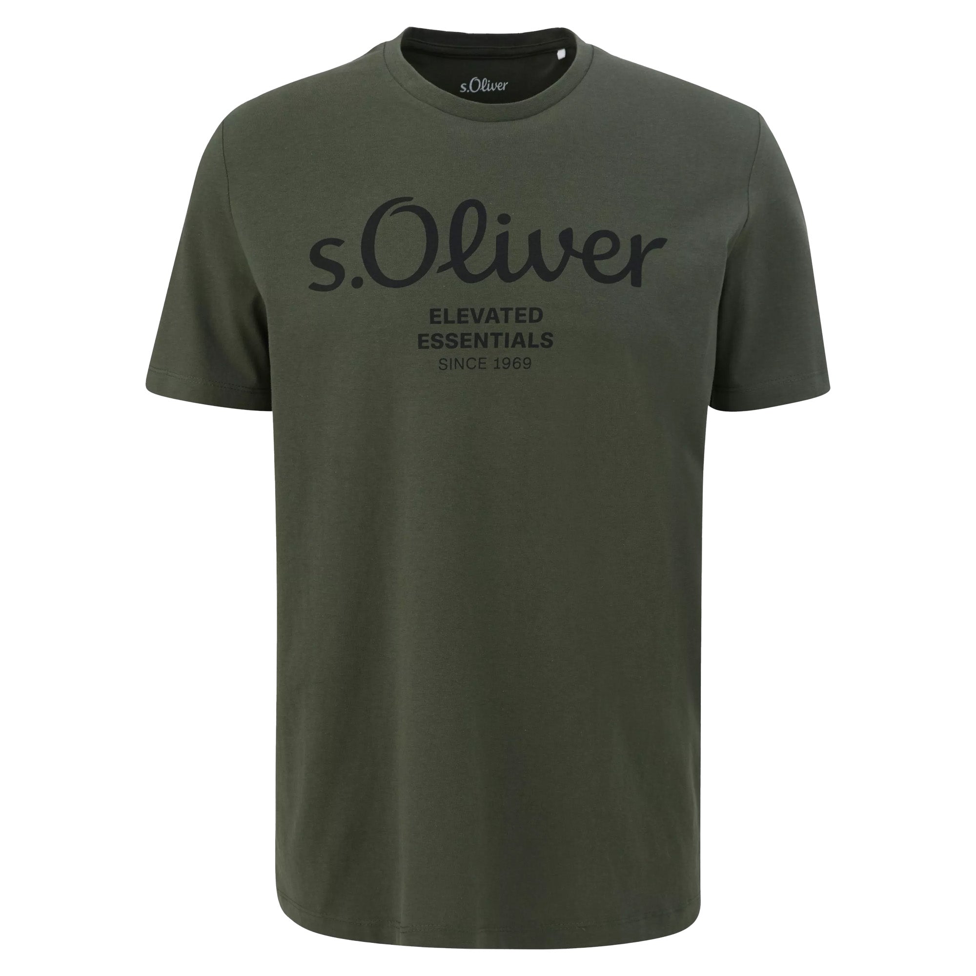 s.Oliver Herren T-Shirt - Basic, Logoprint, Rundhals, Baumwolle