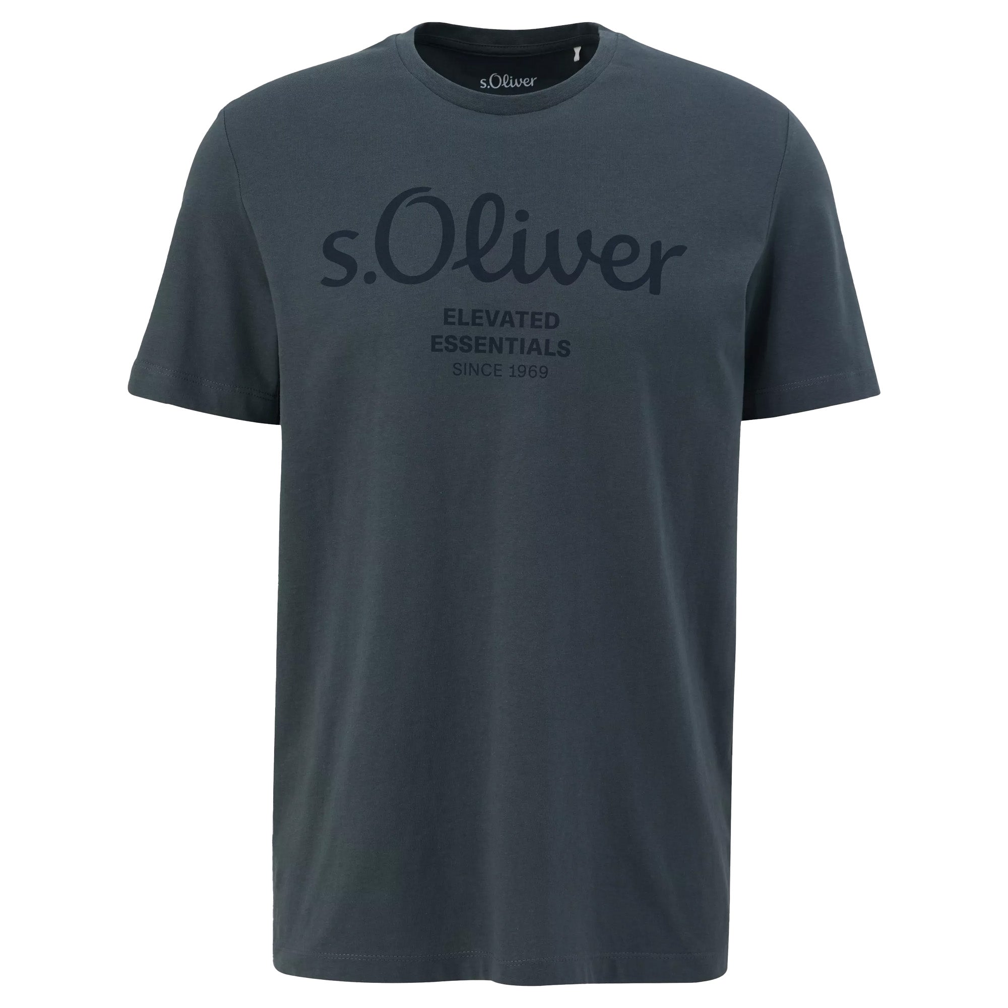 s.Oliver Herren T-Shirt - Basic, Logoprint, Rundhals, Baumwolle
