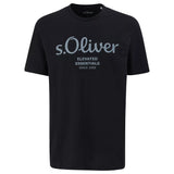 s.Oliver Herren T-Shirt - Basic, Logoprint, Rundhals, Baumwolle