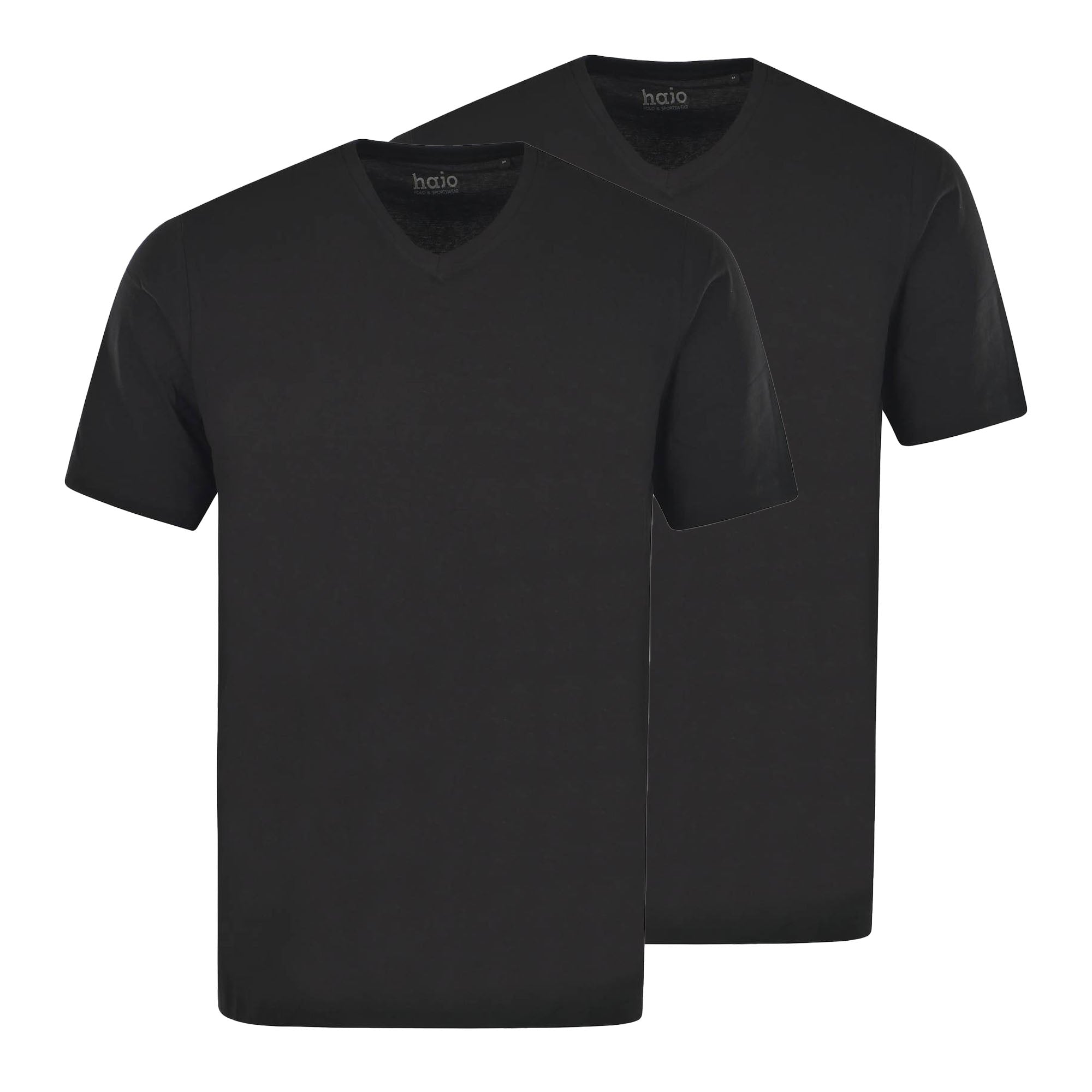 hajo men's T-shirt, 2-pack - Basic, short-sleeved, V-neck, cotton, uni