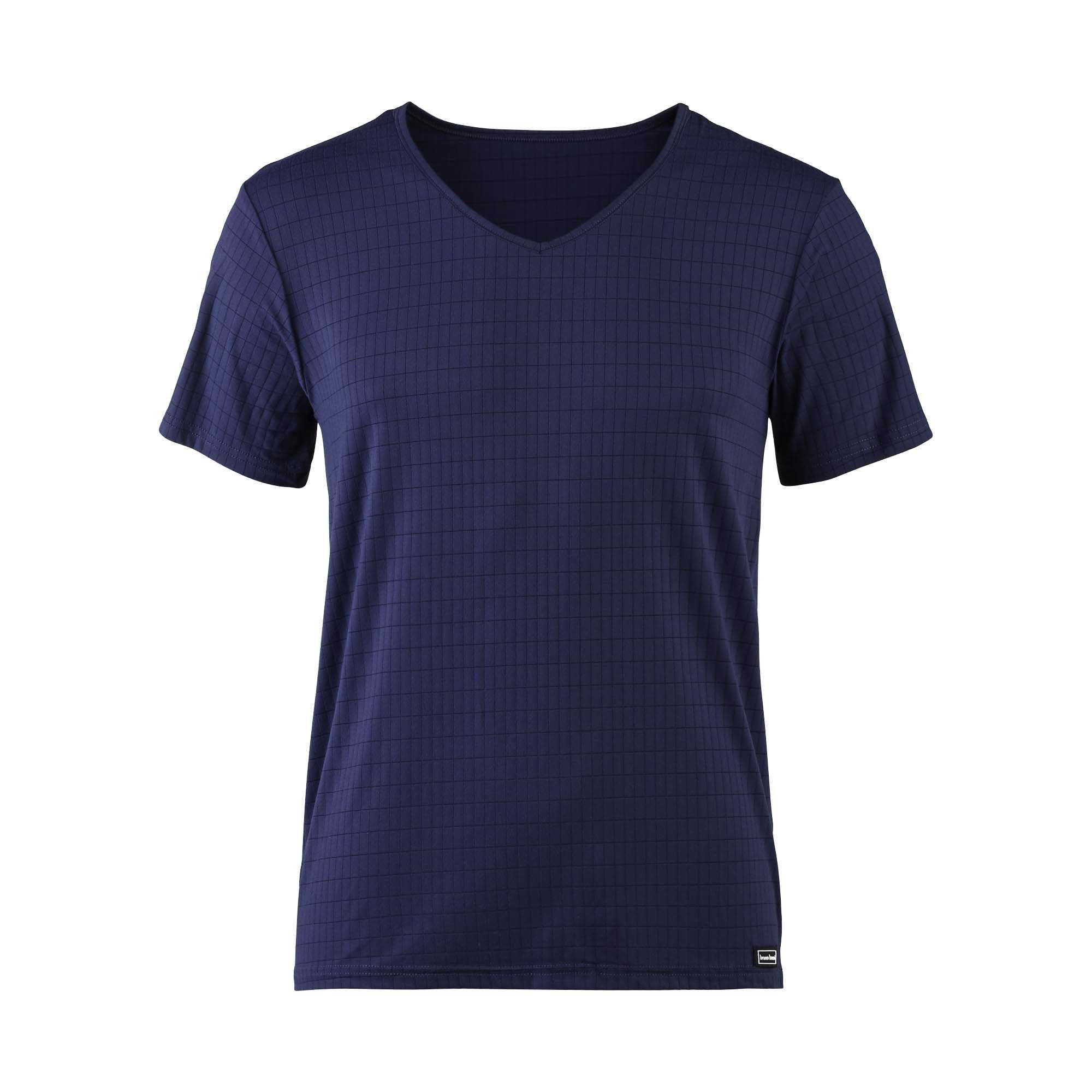 Bruno Banani Herren T-Shirt - Oberteil, Shirt, Check Line 2.0, Polyamid, V-Neck, Logo, einfarbig