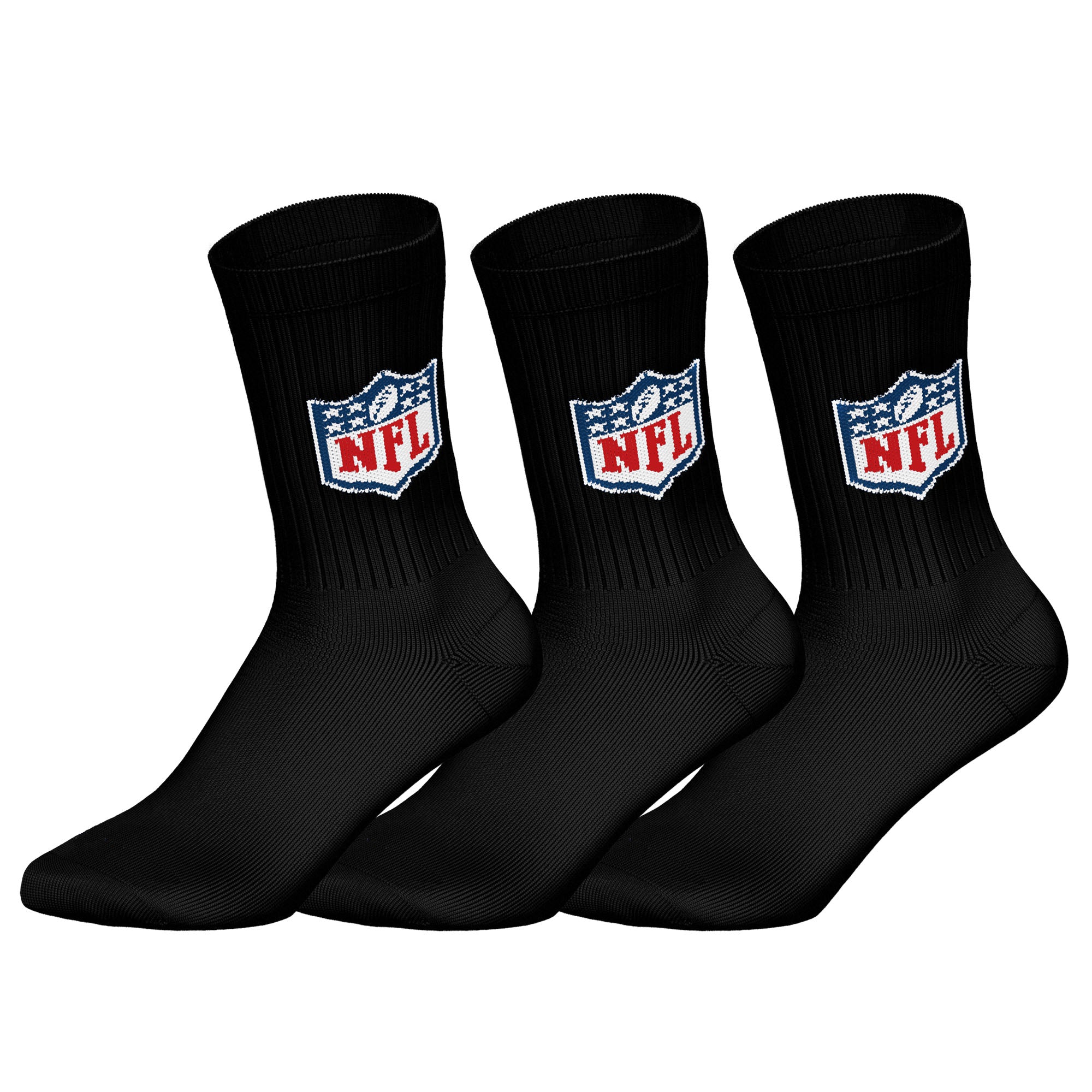 NFL Unisex Socken, 3er Pack - NFL Shield 3Pack Crew Socks, Logo, Baumwollmischung