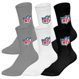 NFL Unisex Socken, 6er Pack - NFL Shield 6Pack Crew Socks, Logo, Polyester-Baumwollmischung