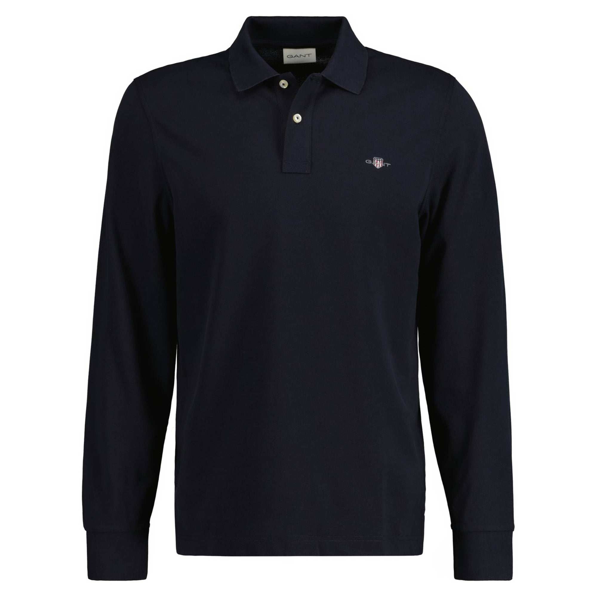 GANT Herren Poloshirt - REGULAR SHIELD LONGSLEEVE PIQUE RUGGER, Langarm, Logo