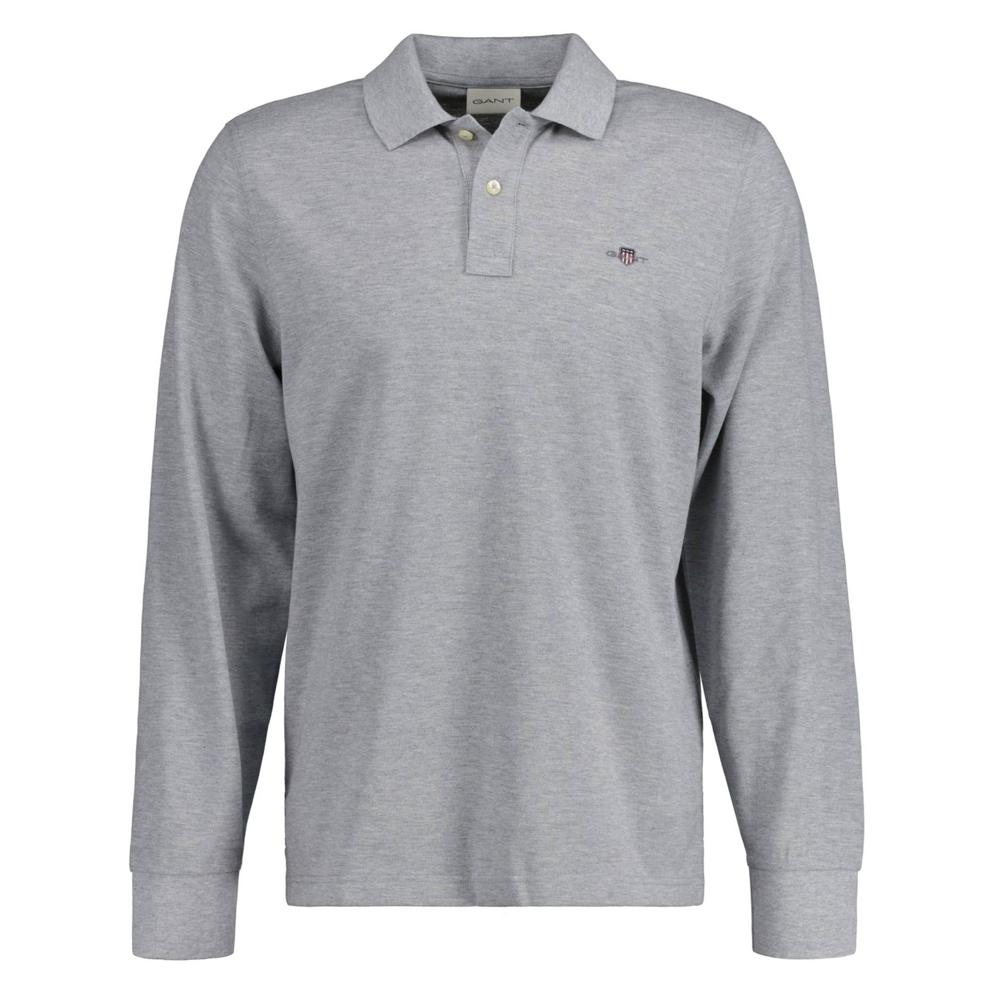 GANT Herren Poloshirt - REGULAR SHIELD LONGSLEEVE PIQUE RUGGER, Langarm, Logo