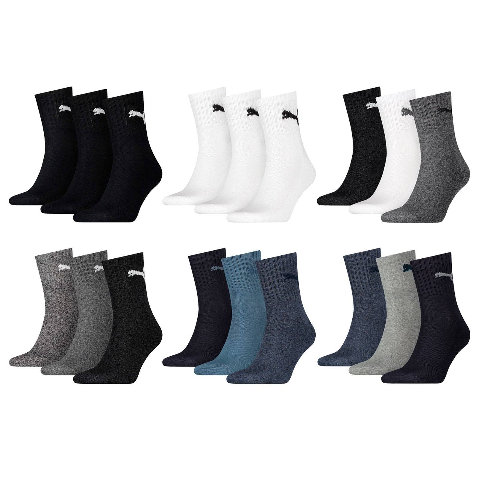 PUMA Unisex Sport Socks - Short Crew Socks, Tennis Socks, plain