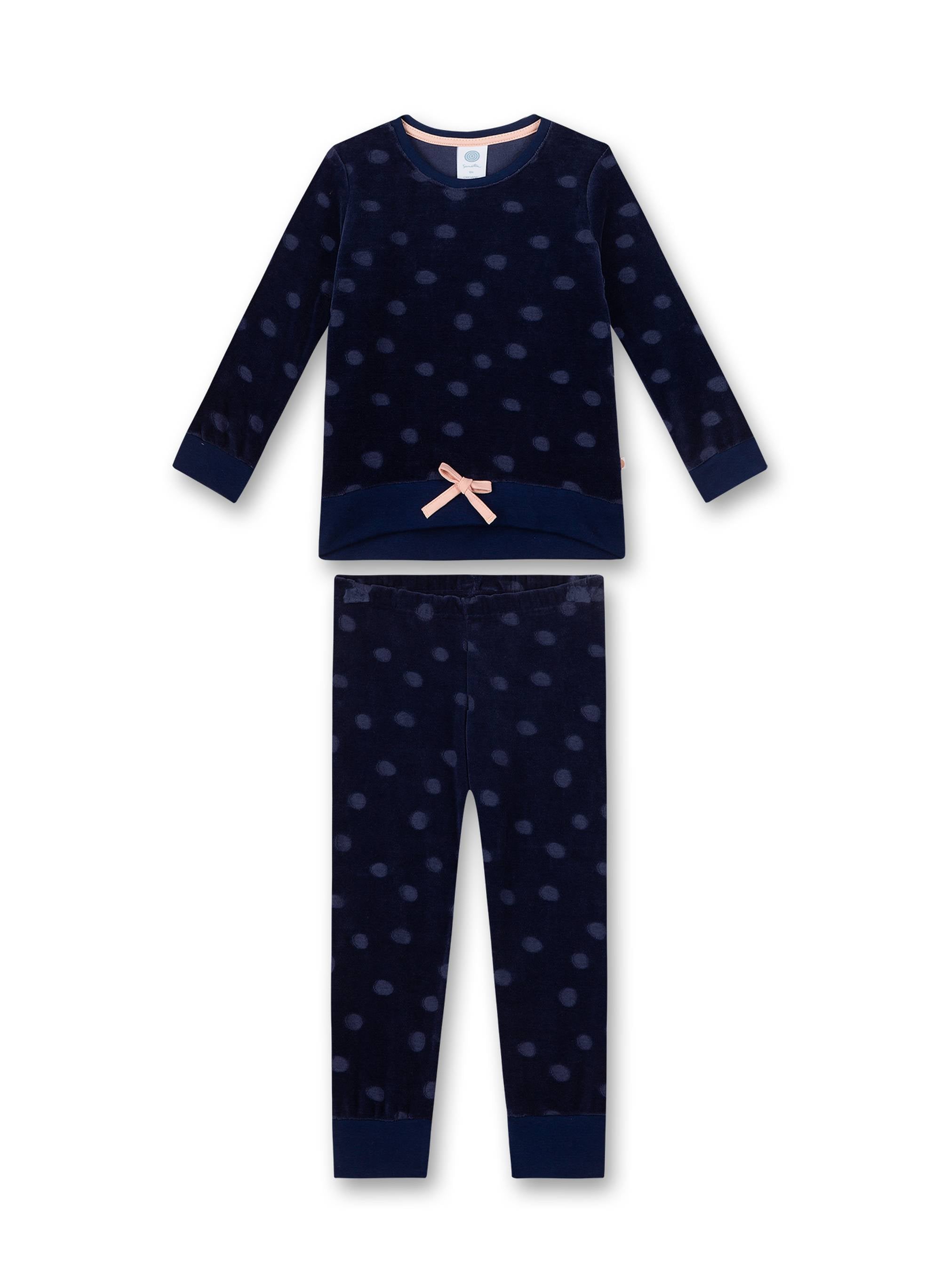 Sanetta Mädchen Schlafanzug - Nachtwäsche, Pyjama, Bio-Baumwolle, Punkte, Rundhals, lang