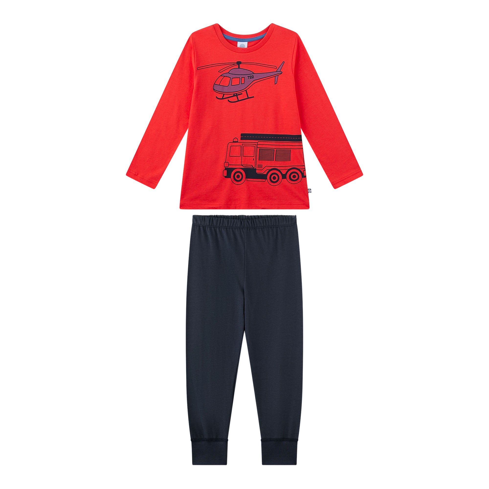 Sanetta Boys Pyjamas, Long - Kids, Fire Brigade, Single Jersey