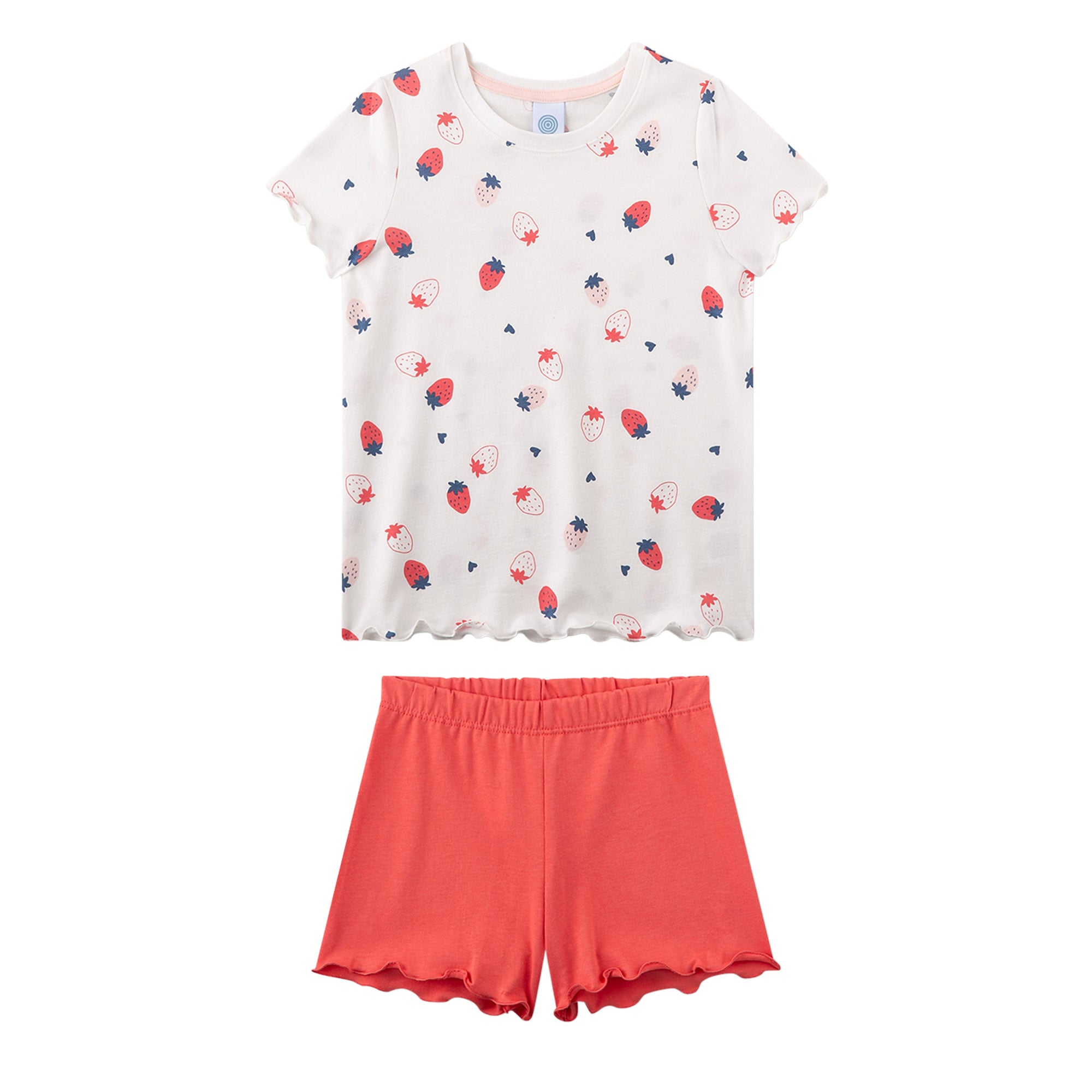 Sanetta Mädchen Schlafanzug, kurz - Kids, Erdbeeren, Pyjama, Single Jersey