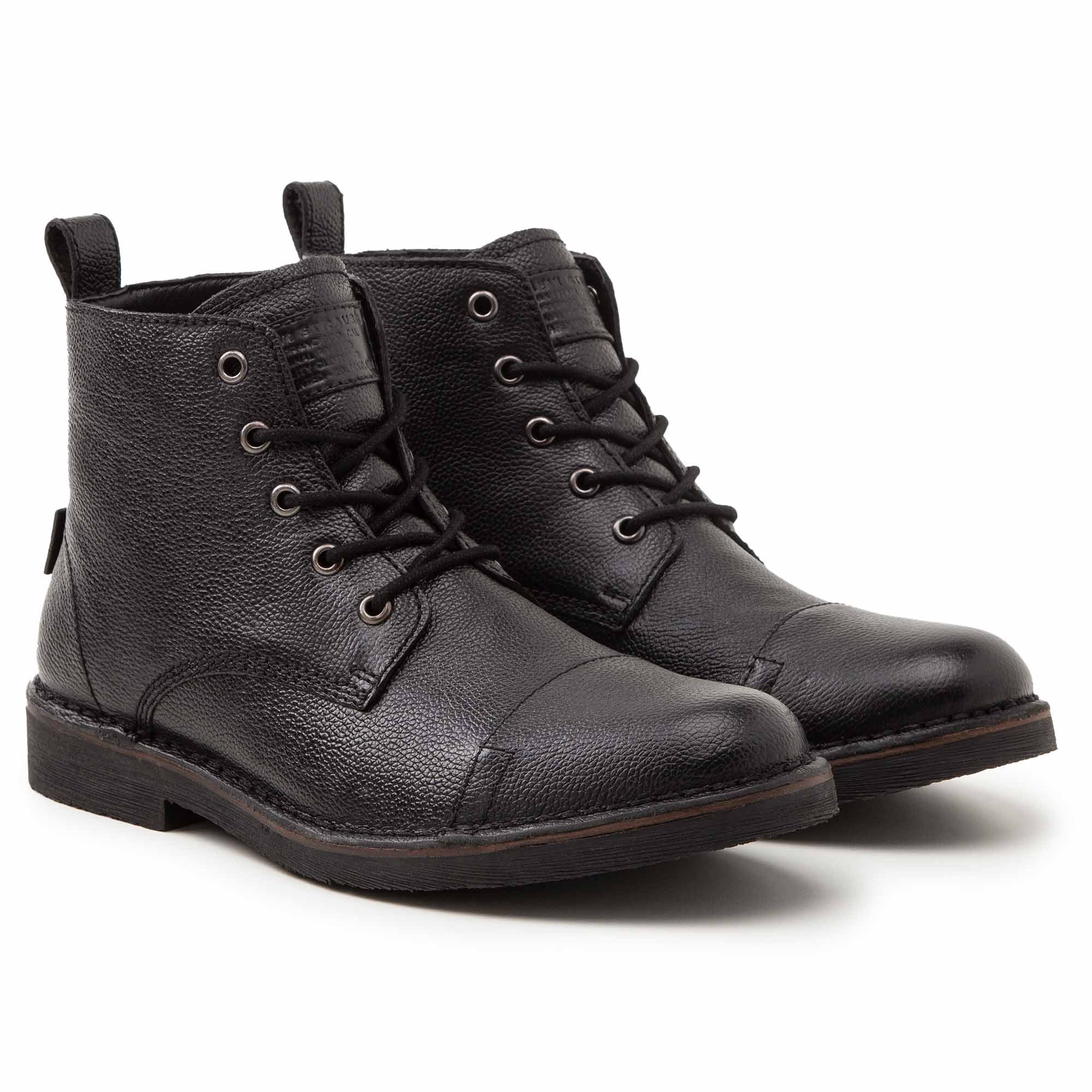 Levi's men's boots - Track, ankle boots, boots, leather, logo, lacing, solid colour