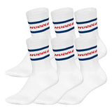 HUDDLE Unisex Socks, 6-Pack – Stripes, Logo, Crew, Sports Socks, Solid Color