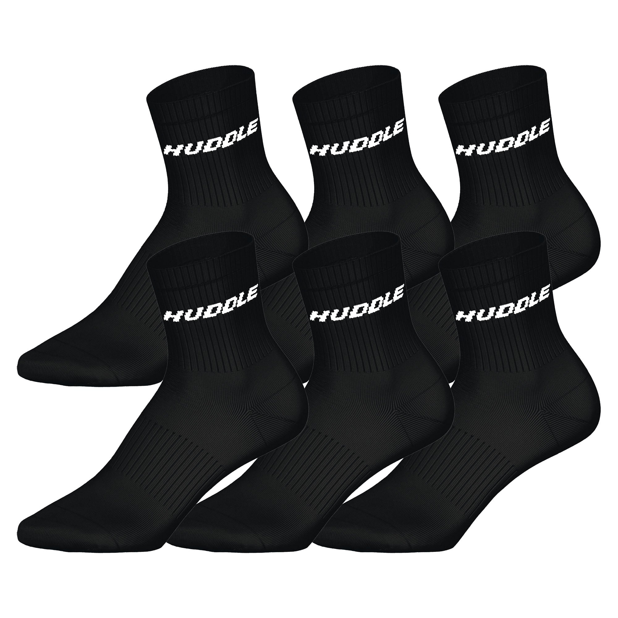 HUDDLE Unisex Socken, 6er Pack - Basic, Logo, Short Crew, Sportsocken, einfarbig