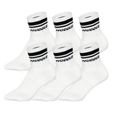 HUDDLE Unisex Socks, 6-Pack – Double Stripes, Logo, Short Crew, Sports Socks, Solid Color