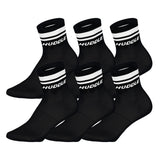 HUDDLE Unisex Socks, 6-Pack – Double Stripes, Logo, Short Crew, Sports Socks, Solid Color