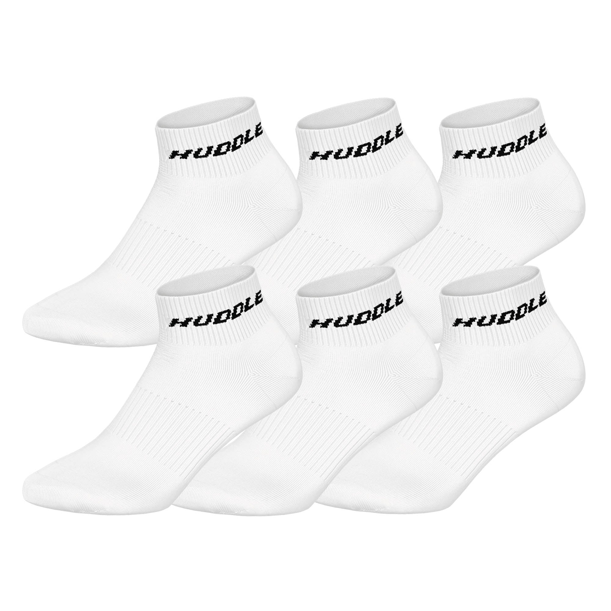 HUDDLE Unisex Quarter Socks, 6-Pack - Basic, Logo, Quarter, Sports Socks, Solid Color