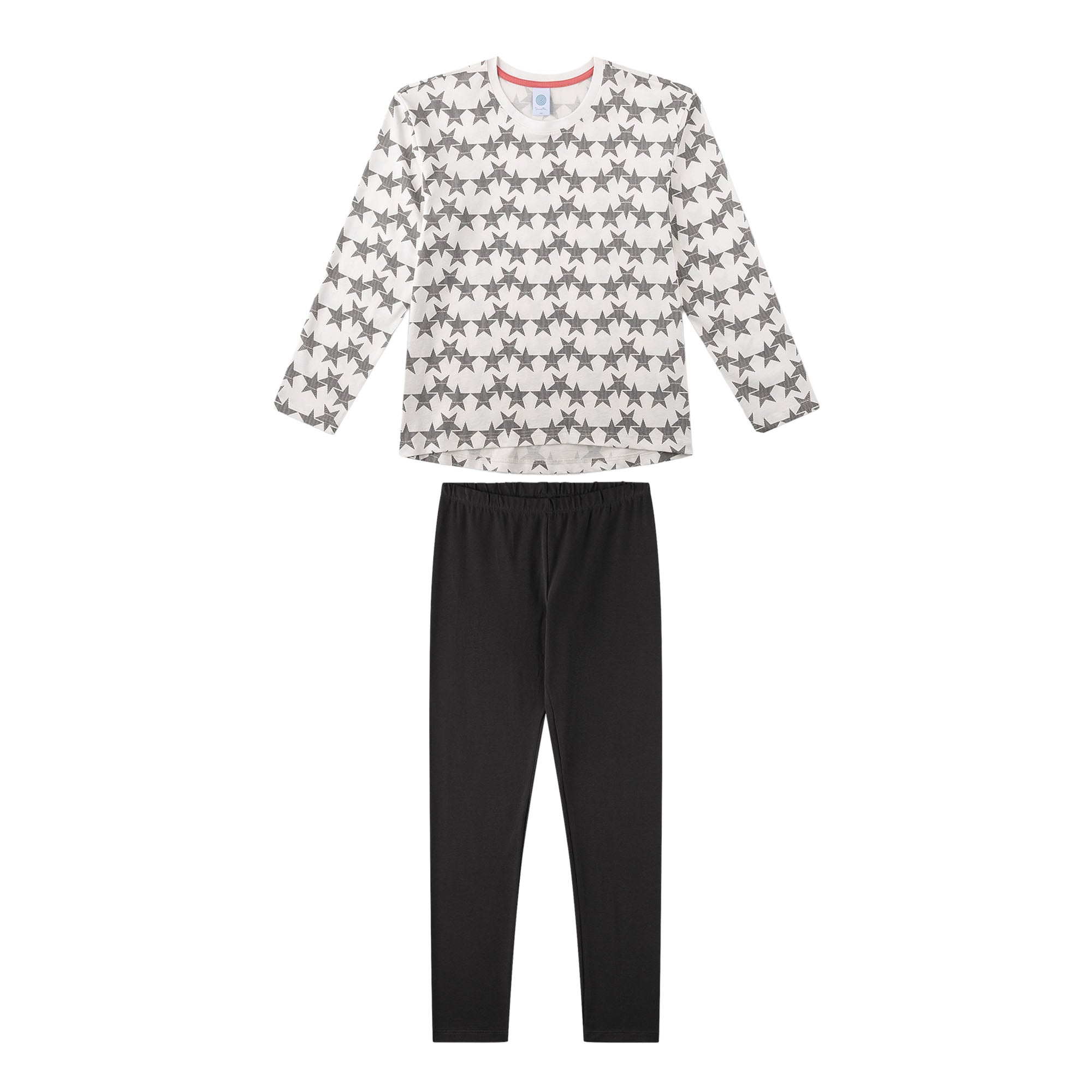 Sanetta Girls Pyjamas, long - teens, stars, pyjamas, single jersey