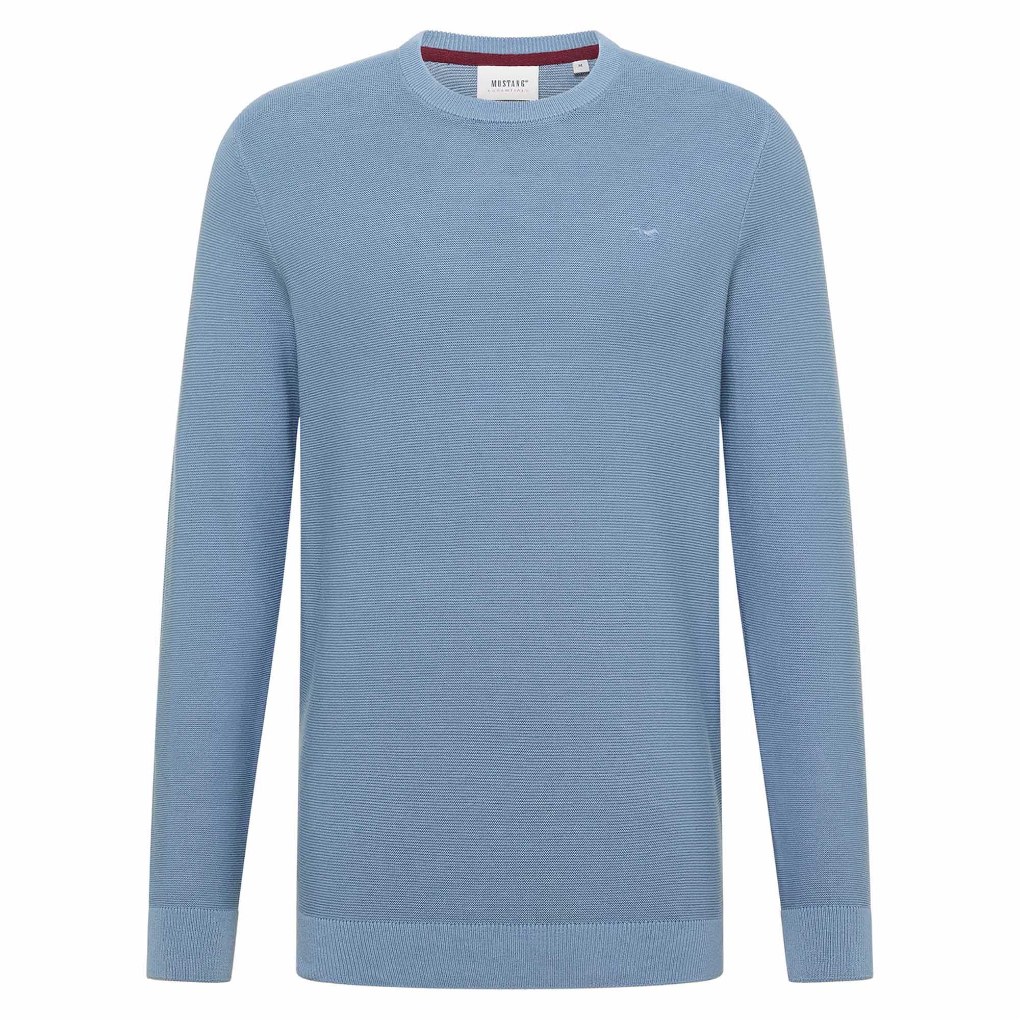 MUSTANG Herren Strickpullover - Elliot, Flat Knit, Baumwolle, Rundhals, einfarbig