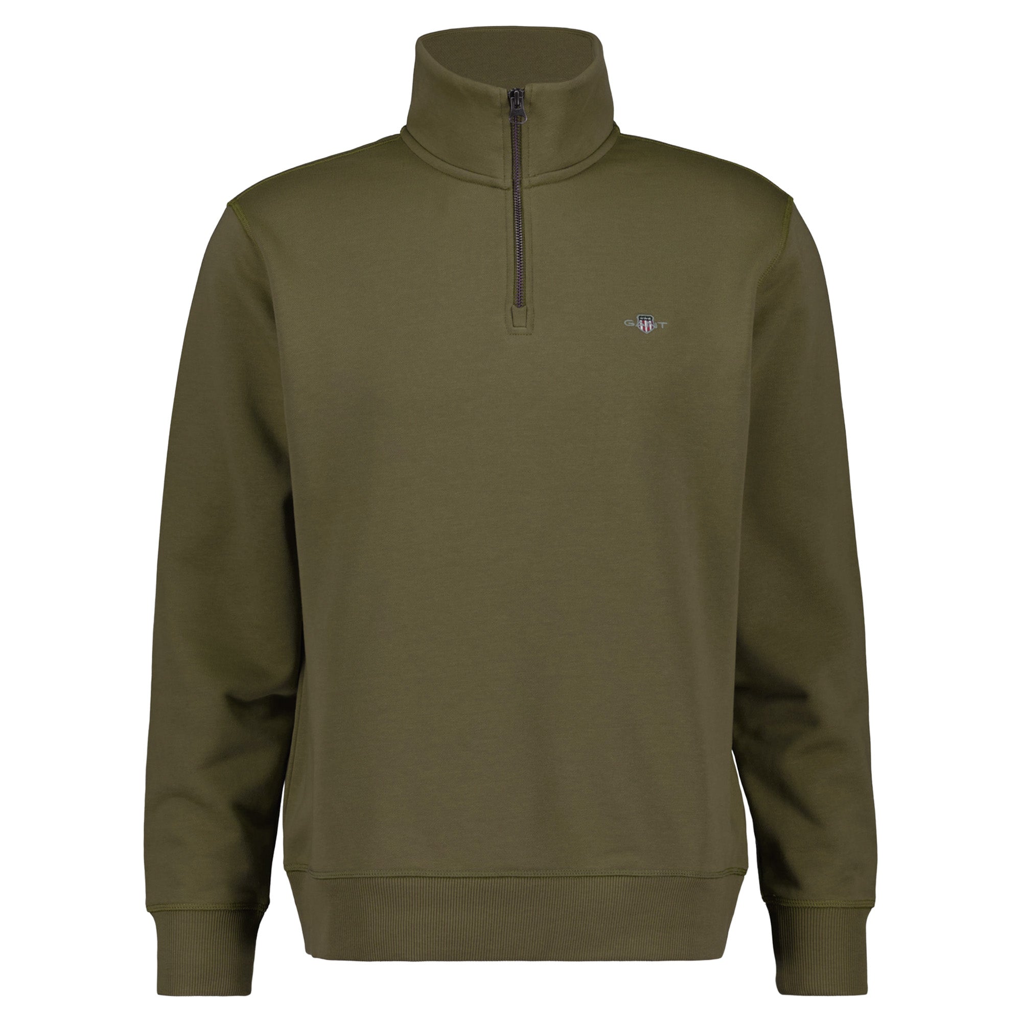 GANT Herren Sweatshirt - SHIELD HALF ZIP SWEAT, Stehkragen, Regular Fit, Logo-Stickerei, Baumwollmix