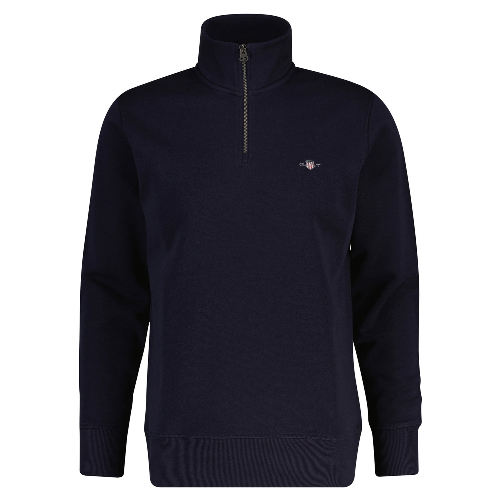 GANT Herren Sweatshirt - SHIELD HALF ZIP SWEAT, Stehkragen, Regular Fit, Logo-Stickerei, Baumwollmix