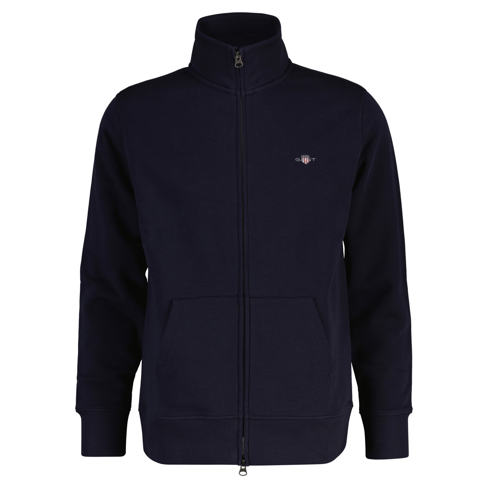 GANT Men's Sweat Jacket - SHIELD ZIP CARDIGAN, Stand Collar, Regular Fit, Logo Embroidery, Cotton Blend