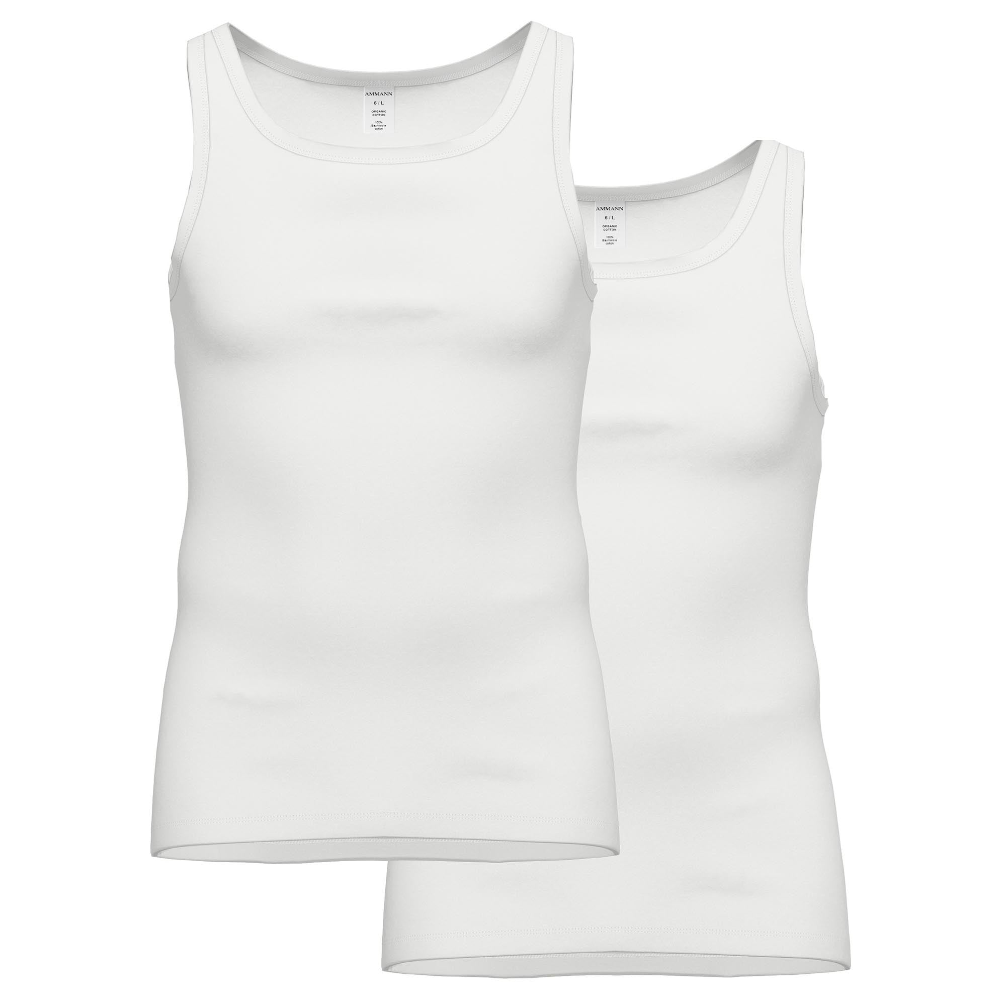 AMMANN men's vests, 2-pack - fine rib, extended back, cotton