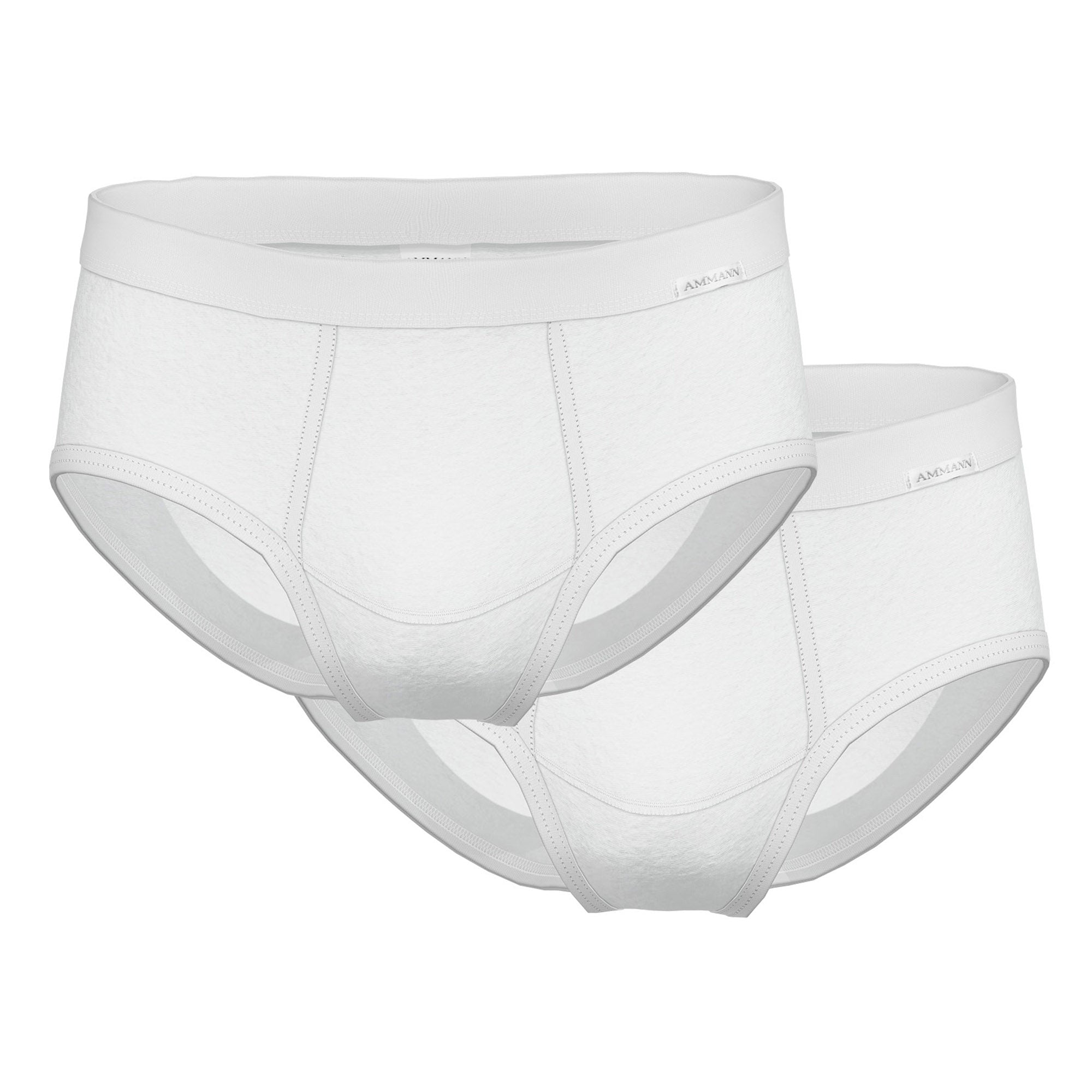 AMMANN men's briefs, pack of 2 - fine rib, fly, soft waistband, cotton