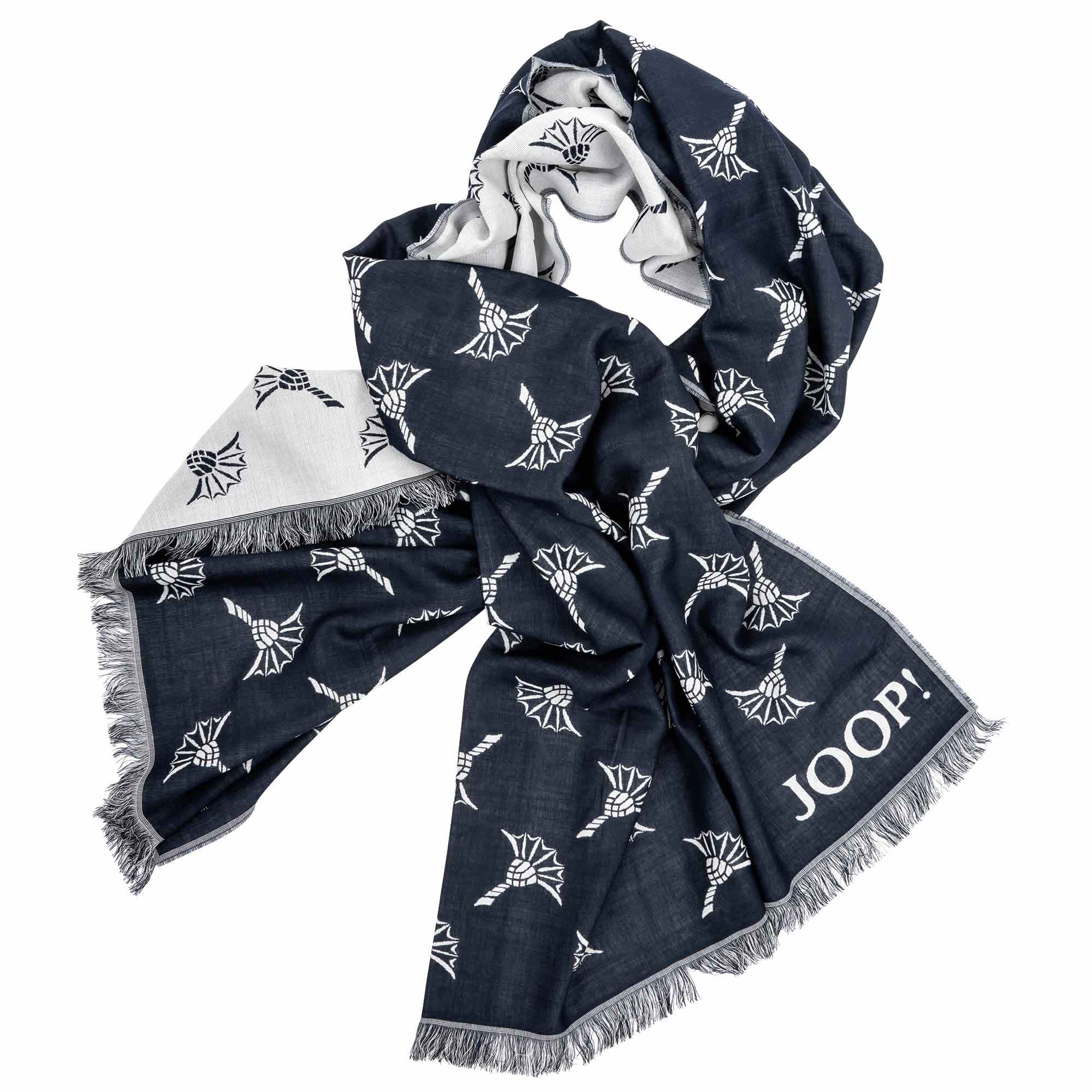 JOOP! Herren Schal mit Modal und Wolle - Feris, Webschal, Cornflower, 180x40cm