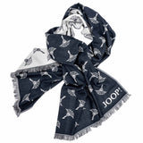 JOOP! men's scarf with modal and wool - Feris, woven scarf, cornflower, 180x40cm